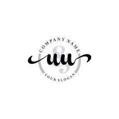 UU Initial handwriting logo vector. Hand lettering for designs.