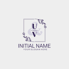Initial letter UV beauty handwriting logo vector