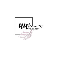 Initial letter UW beauty handwriting logo vector
