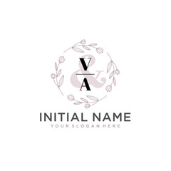 Initial letter VA beauty handwriting logo vector