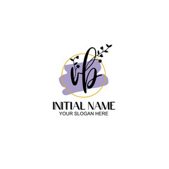 Initial letter VB beauty handwriting logo vector