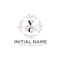 Initial letter VC beauty handwriting logo vector