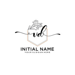 Initial letter VD beauty handwriting logo vector