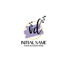 Initial letter VD beauty handwriting logo vector