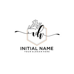 Initial letter VH beauty handwriting logo vector