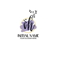 Initial letter VH beauty handwriting logo vector