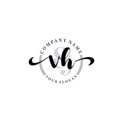 VH Initial handwriting logo vector. Hand lettering for designs.