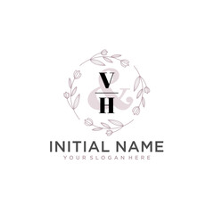 Initial letter VH beauty handwriting logo vector