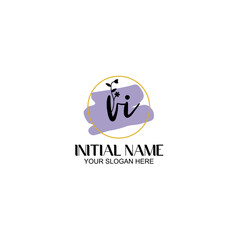 Initial letter VI beauty handwriting logo vector