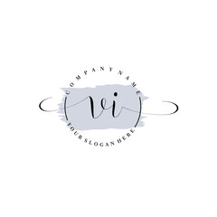 VI Initial handwriting logo vector. Hand lettering for designs.