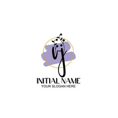 Initial letter VJ beauty handwriting logo vector