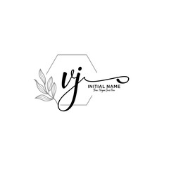 Initial letter VJ beauty handwriting logo vector