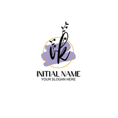 Fototapeta premium Initial letter VK beauty handwriting logo vector