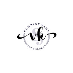 VK Initial handwriting logo vector. Hand lettering for designs.