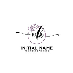 Initial letter VK beauty handwriting logo vector