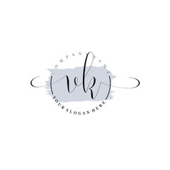 VK Initial handwriting logo vector. Hand lettering for designs.