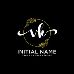 VK Initial handwriting logo vector. Hand lettering for designs.