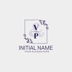 Initial letter VP beauty handwriting logo vector