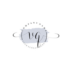 VQ Initial handwriting logo vector. Hand lettering for designs.