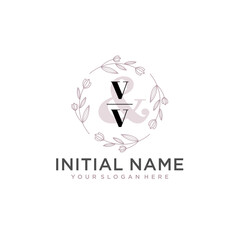 Initial letter VV beauty handwriting logo vector