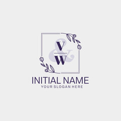 Initial letter VW beauty handwriting logo vector