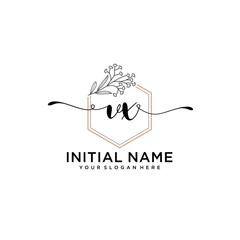 Initial letter VX beauty handwriting logo vector