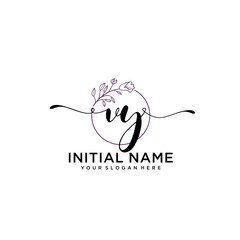 Initial letter VY beauty handwriting logo vector