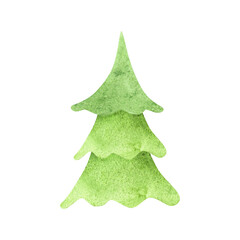 Christmas tree abstract isolated on white background. Watercolor hand drawn Xmas illustration. Art for design decoration