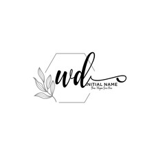 Initial letter WD beauty handwriting logo vector