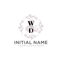 Initial letter WD beauty handwriting logo vector