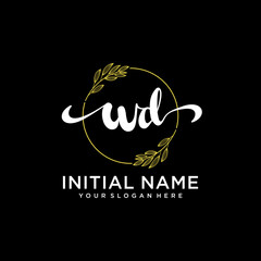 WD Initial handwriting logo vector. Hand lettering for designs.