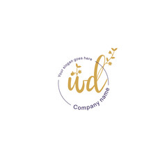 Initial letter WD beauty handwriting logo vector