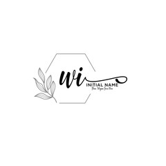 Initial letter WI beauty handwriting logo vector