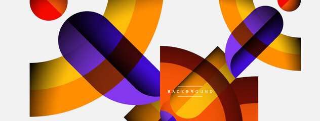 Geometric abstract background. Round shapes, circles, lines composition for wallpaper banner background or landing page
