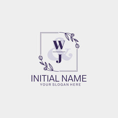 WJ Initial handwriting logo vector. Hand lettering for designs.
