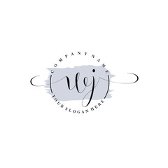 WJ Initial handwriting logo vector. Hand lettering for designs.