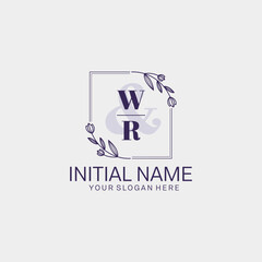 Initial letter WR beauty handwriting logo vector