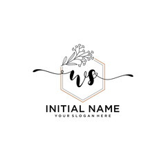 Initial letter WS beauty handwriting logo vector