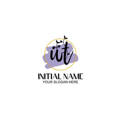 Initial letter WT beauty handwriting logo vector