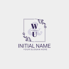 Initial letter WU beauty handwriting logo vector