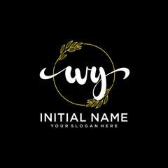 WY Initial handwriting logo vector. Hand lettering for designs.