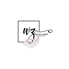 Initial letter WZ beauty handwriting logo vector