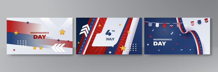 Happy 4th of July USA Independence Day background with American national flag. Universal US American banner. Vector illustration. Designed for Memorial day, Labour day, presentation, patriot, election