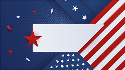 Happy 4th of July USA Independence Day background with American national flag. Universal US American banner. Vector illustration. Designed for Memorial day, Labour day, presentation, patriot, election