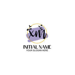 Initial letter XM beauty handwriting logo vector