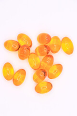 Omega-3 supplements for cod liver oil with white background