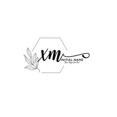 Initial letter XM beauty handwriting logo vector