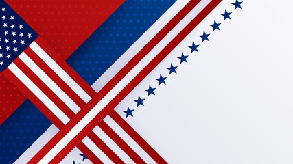 Happy 4th of July USA Independence Day background with American national flag. Universal US American banner. Vector illustration. Designed for Memorial day, Labour day, presentation, patriot, election