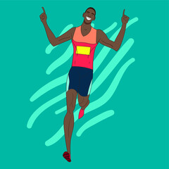 Art of a running man. Vector drawn by color lines. Vector template brochures, flyers, presentations, logo, print, leaflet, banners. Running people set of sport and activity background-01