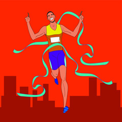 Art of a running man. Vector drawn by color lines. Vector template brochures, flyers, presentations, logo, print, leaflet, banners. Running people set of sport and activity background-01